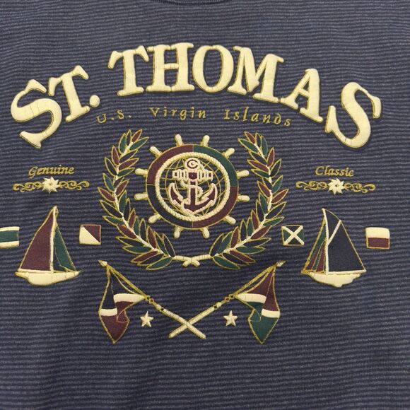 VTG Tee jays St. Thomas US Virgin Islands Sweatshirt Crewneck XL 90s Stripe USA - Picture 4 of 9